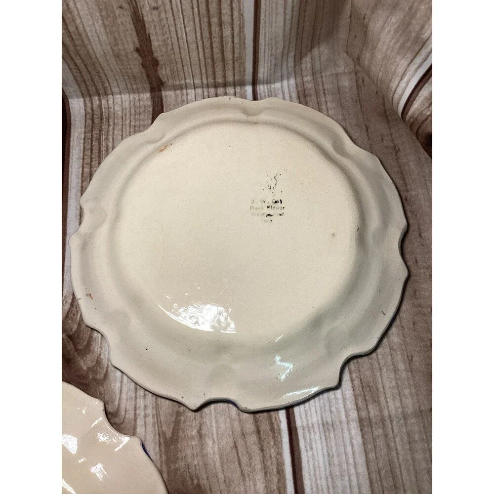 Vintage Hand Painted Nova Rose Floral Scalloped Edge Dinner Plate